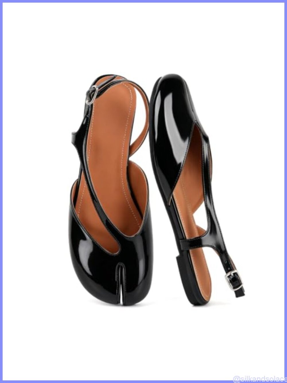 Faux Leather Split Toe Tabi Flats Slingback Sandals